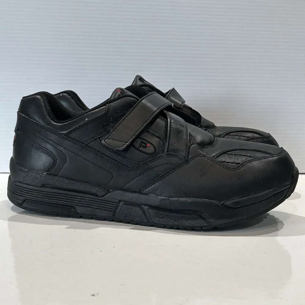 Propet Ped Walker Men 11 5E Wide Strap Orthotic Shoes Black Leather Sneakers